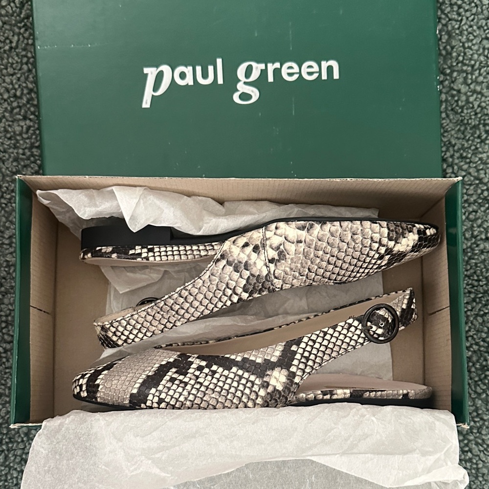 Paul Green Snake Print Slingback Flats - Picture 9 of 9